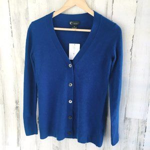 Bloomingdale's 100% Cashmere Grandfather Cardigan Royal Blue